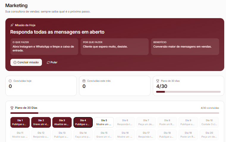 Missão de hoje e plano de 30 dias da Complarte